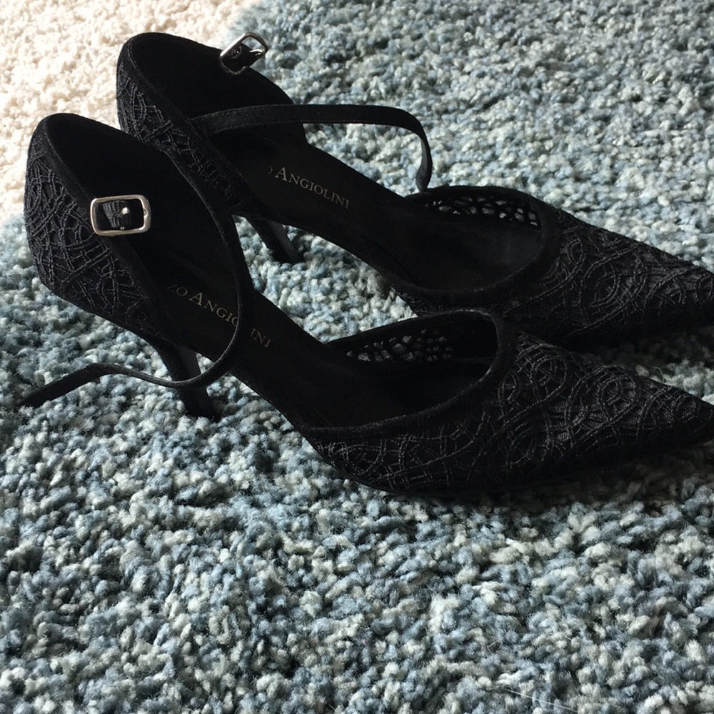 Enzo black dressy heels with ankle strap